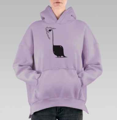 Динозавр в чб, Hoodie Oversize Fiolet, утепленная