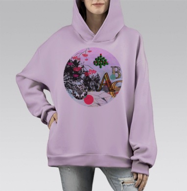 Дизайнерские сны, Hoodie Mono Fiolet, оверсайз, утепленная