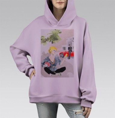 Для девочек, Hoodie Mono Fiolet, оверсайз, утепленная