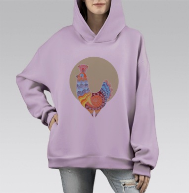 дудлоптица, Hoodie Mono Fiolet, оверсайз, утепленная