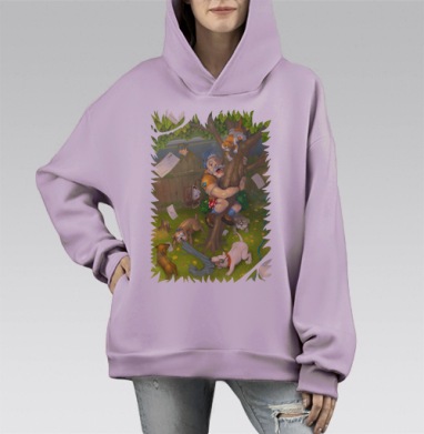 Два дня до пенсии, Hoodie Mono Fiolet, оверсайз, утепленная