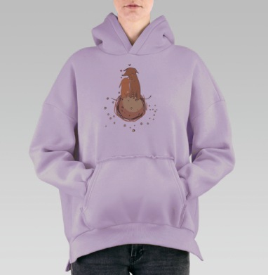 Двое любовь, Hoodie Oversize Fiolet, утепленная