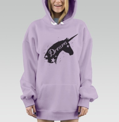 Единорог и звезды, Hoodie Mjhigh Dig Mel, Fiolet, утепленная