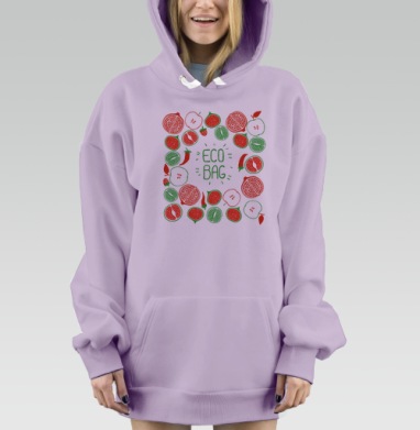 Эко сумка фрукты, Hoodie Mjhigh Dig Mel, Fiolet, утепленная