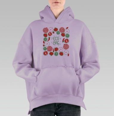 Эко сумка фрукты, Hoodie Oversize Fiolet, утепленная