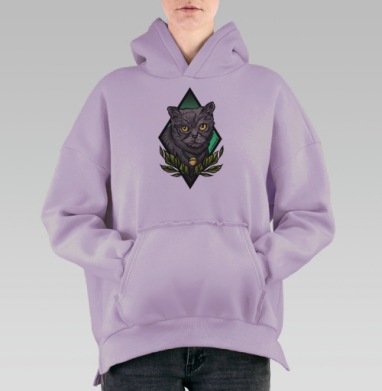Экзотическая кошка, Hoodie Oversize Fiolet, утепленная
