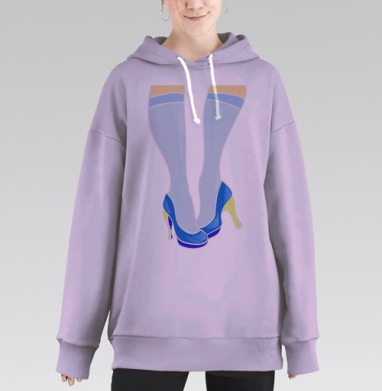Элегантные светло-голубые чулки и синие туфли, Hoodie Long Oversize Fiolet