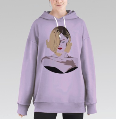 Элегантный женский силуэт в стиле арт-деко, Hoodie Long Oversize Fiolet