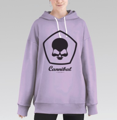 Эмблема Cannibal Racing с черепом в стиле тату, Hoodie Long Oversize Fiolet