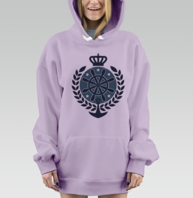 Эмблема морской власти с якорем и короной, Hoodie Mjhigh Dig Mel, Fiolet, утепленная