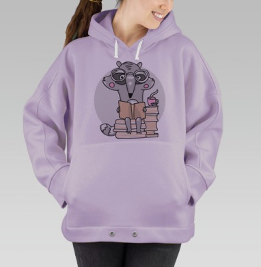 Енот любитель книг, Hoodie Oversize Fiolet
