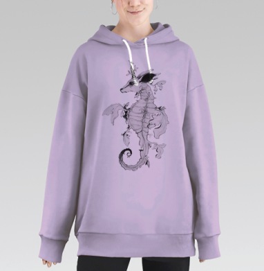 Фантазия природы: олень-морской конёк, Hoodie Long Oversize Fiolet