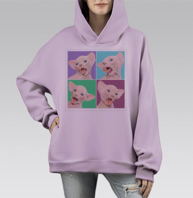 Фейсбилденг, Hoodie Mono Fiolet, оверсайз, утепленная