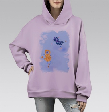 Фигурно катающиеся овечки, Hoodie Mono Fiolet, оверсайз, утепленная