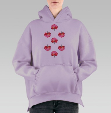Фламенко. паттерн, Hoodie Oversize Fiolet, утепленная