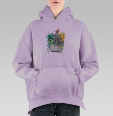 Флорариум с суккулентами, Hoodie Oversize Fiolet, утепленная