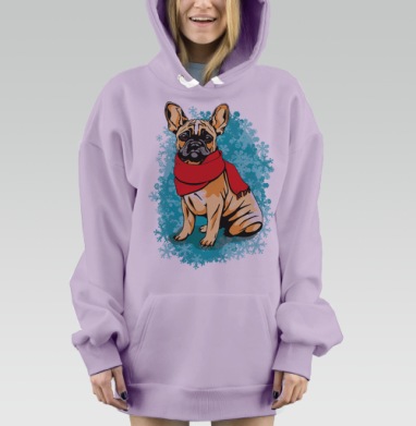 Французский бульдожек, Hoodie Mjhigh Dig Mel, Fiolet, утепленная