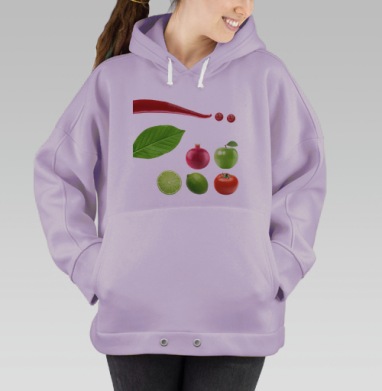 Фруктово-овощной коллаж Пятёрочка, Hoodie Oversize Fiolet