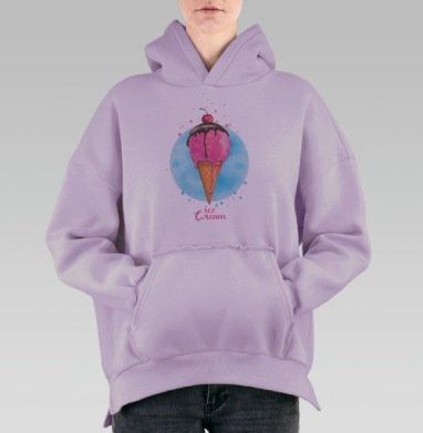 Фруктовое мороженко, Hoodie Oversize Fiolet, утепленная
