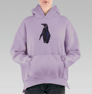 Галактический пингвин, Hoodie Oversize Fiolet, утепленная