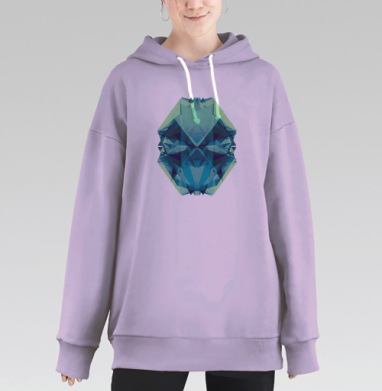 Геометрическая кристаллическая маска в светлых тонах, Hoodie Long Oversize Fiolet