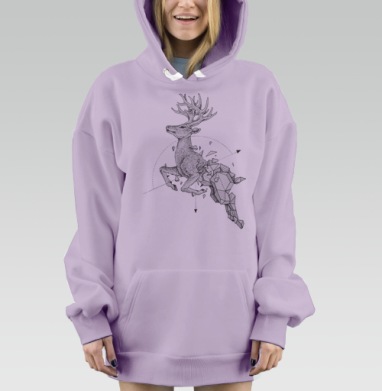 Геометрический олень, Hoodie Mjhigh Dig Mel, Fiolet, утепленная