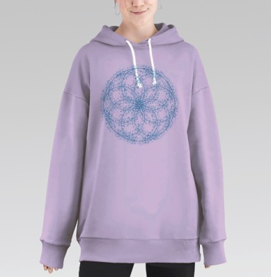 Геометрический узор из эллипсов и окружностей, Hoodie Long Oversize Fiolet