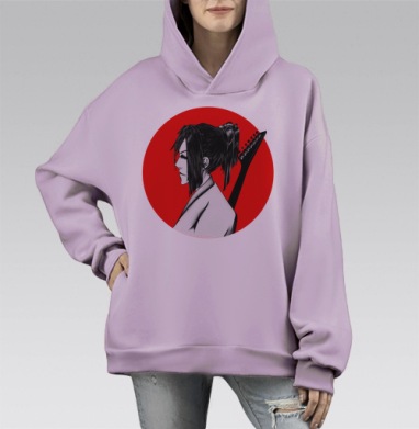 Гитарист Самурай, Hoodie Mono Fiolet, оверсайз, утепленная