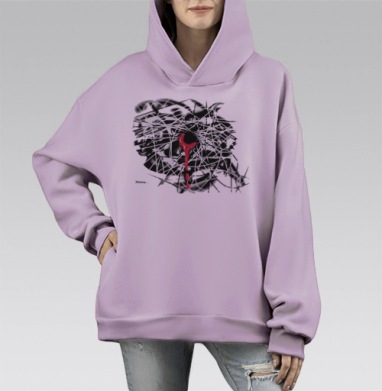 Жизнь, Hoodie Mono Fiolet, оверсайз, утепленная