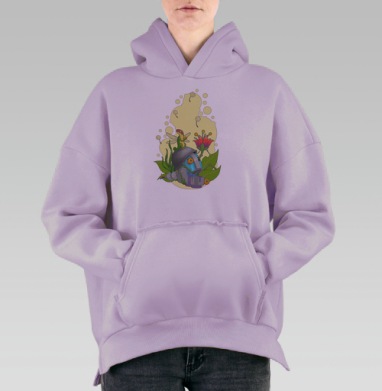 Жизнь и смерть., Hoodie Oversize Fiolet, утепленная