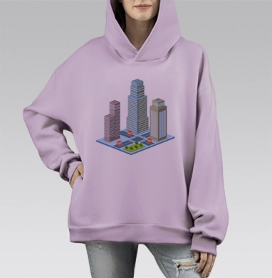 Город, Hoodie Mono Fiolet, оверсайз, утепленная
