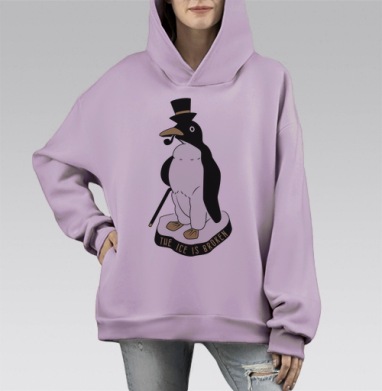 Господин пингвин, Hoodie Mono Fiolet, оверсайз, утепленная