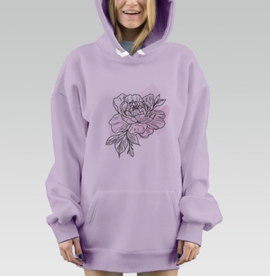 Графический цветок, Hoodie Mjhigh Dig Mel, Fiolet, утепленная