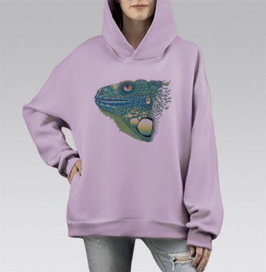 Iguana / Игуана, Hoodie Mono Fiolet, оверсайз, утепленная