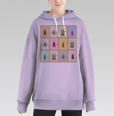 Иллюстрации насекомых для декора и обучения, Hoodie Long Oversize Fiolet