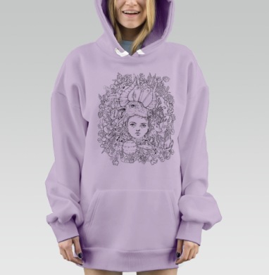 Иллюстрация, Hoodie Mjhigh Dig Mel, Fiolet, утепленная