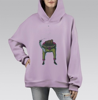 Из чего же сделаны наши людишки, Hoodie Mono Fiolet, оверсайз, утепленная
