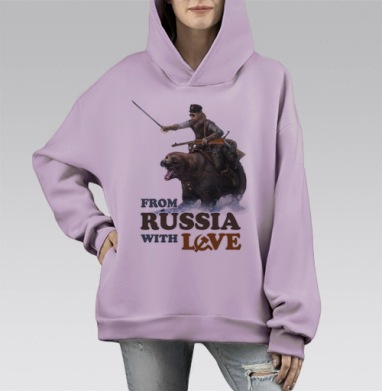 Из России с любовью, Hoodie Mono Fiolet, оверсайз, утепленная