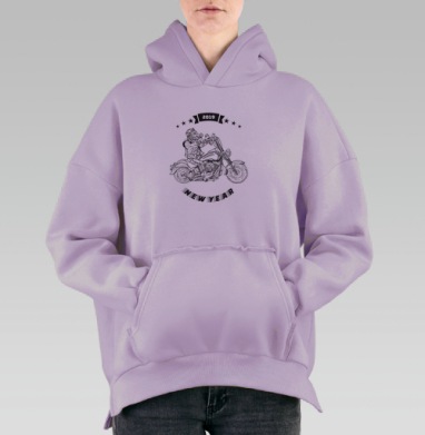 Кабан байкер., Hoodie Oversize Fiolet, утепленная