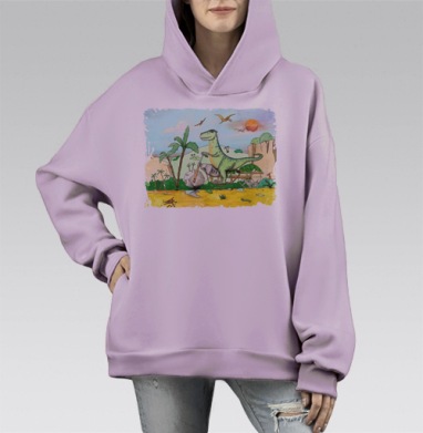 Кайфозавр Рекс, Hoodie Mono Fiolet, оверсайз, утепленная