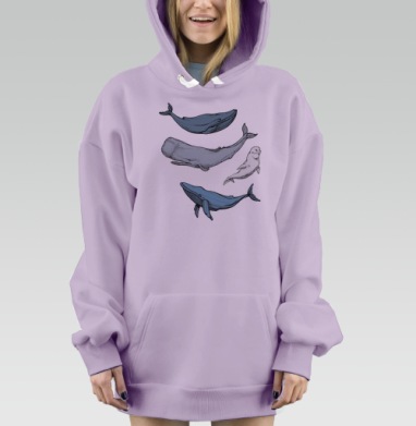 Киты повсюду, Hoodie Mjhigh Dig Mel, Fiolet, утепленная