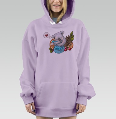Коала шапку обнимала, Hoodie Mjhigh Dig Mel, Fiolet, утепленная