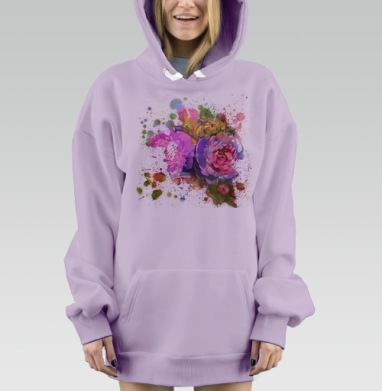 Композиция из цветов пионов, Hoodie Mjhigh Dig Mel, Fiolet, утепленная