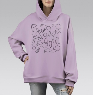 Конфеты и сладости, Hoodie Mono Fiolet, оверсайз, утепленная