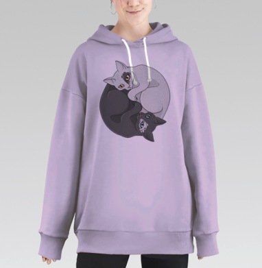 Кошачий инь-янь, Hoodie Long Oversize Fiolet