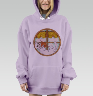 Кошка на окошке, Hoodie Mjhigh Dig Mel, Fiolet, утепленная