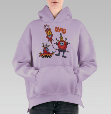 Космические дудлики, Hoodie Oversize Fiolet, утепленная