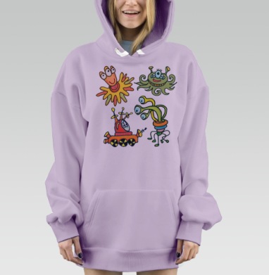 Космические дудлики З.О, Hoodie Mjhigh Dig Mel, Fiolet, утепленная