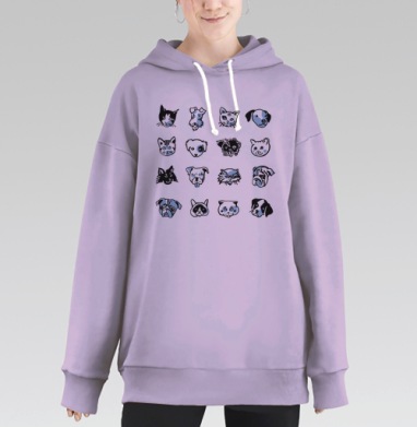 Коты и собаки, Hoodie Long Oversize Fiolet