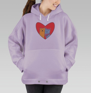 Коты в любви, Hoodie Oversize Fiolet